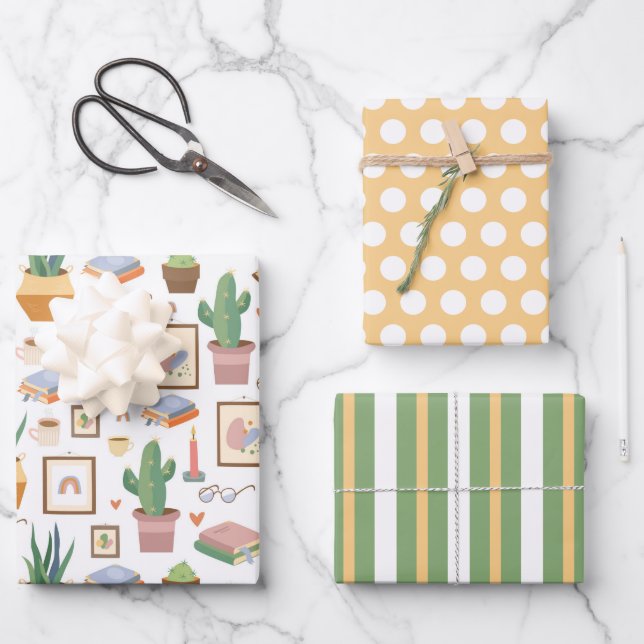 Cosy Zuhause Wrapping Paper Set 3 Geschenkpapier Set (Vorderseite)