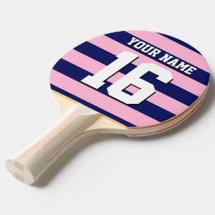 Cot Candy Pink Navy Blue Team Jersey Preppy Strip Tischtennis Schläger