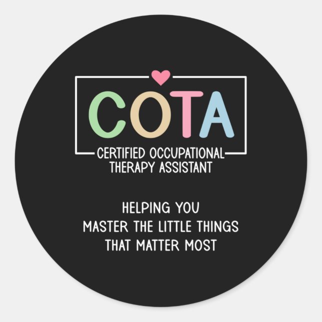 Cota Appreciation Certified Occupational Therapy I Runder Aufkleber (Vorderseite)