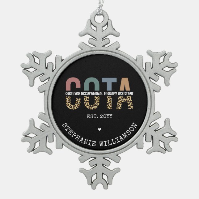COTA-zertifizierter Assistent für Arbeitstherapie Schneeflocken Zinn-Ornament (Vorderseite)