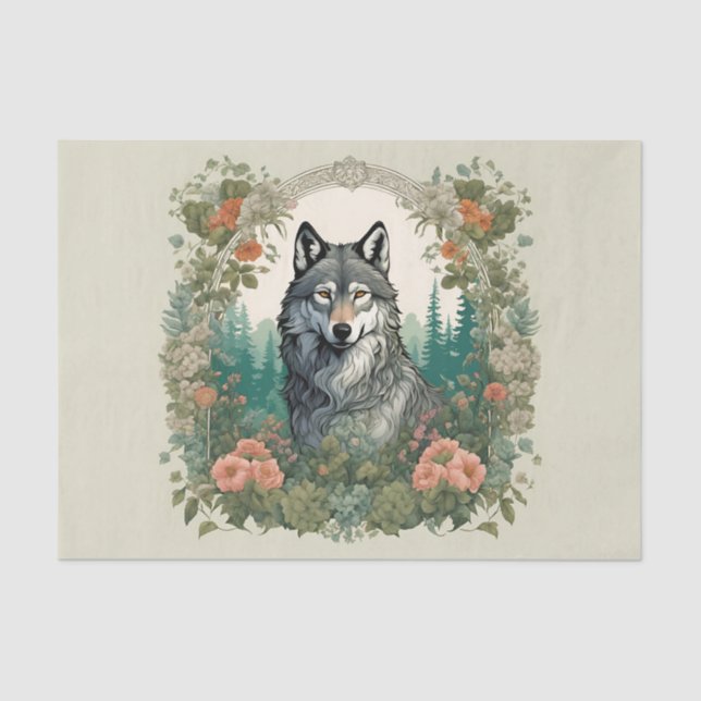 Cotagecore Wolf Decoupage Seidenpapier (Vorderseite)