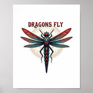 Cotattcore Aesthetic Dragonfly Mushroom Witchy Fl Poster