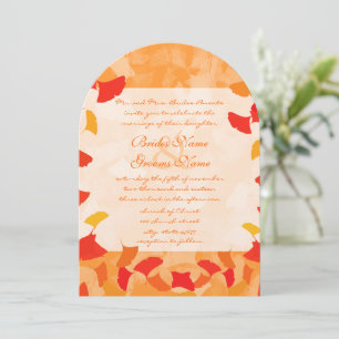 Cotattcore Coral Orange Red Herbstlaubs Hochzeit Einladung