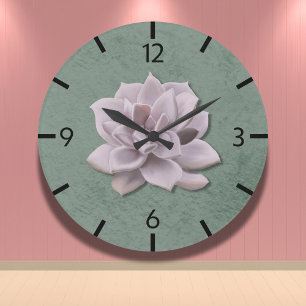 Cotattcore Lavender Echeveria HandGezeichnet Große Wanduhr