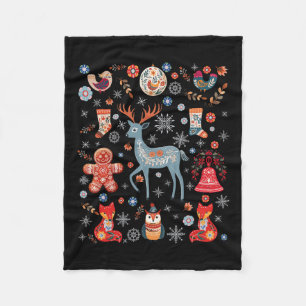 Cotattcore Nordic Hyge Folk Art Scandinavian Chr Fleecedecke