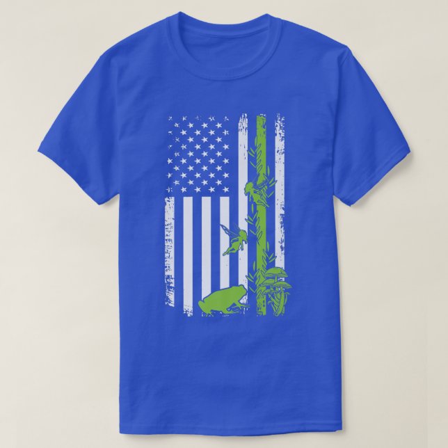 Cotattecore Aesthetic US American Flag Frog Mushro T-Shirt (Design vorne)