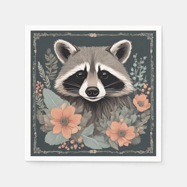 Cotattecore Raccoon Throw Kissen Serviette (Vorderseite)