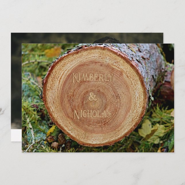 Cotattecore Rustic Country Wood Grain Slice Boho Save The Date (Vorne/Hinten)