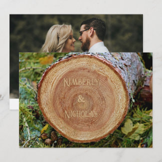 Cotattecore Rustic Country Wood Grain Slice Boho Save The Date
