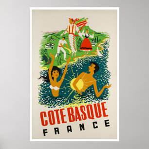 Côte Basque Frankreich Kunst Strand Poster Sport R