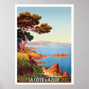 Côte d'Azur, Aussicht auf die französische Küste Poster