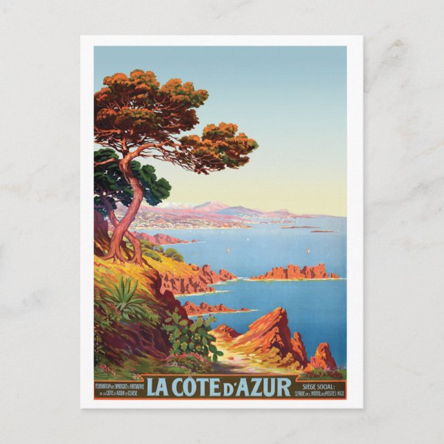 Côte d'Azur, Aussicht auf die französische Küste Postkarte (Vorderseite)