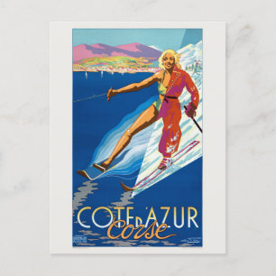 Côte d'Azur Corse Frankreich Vintage Poster 1930 Postkarte