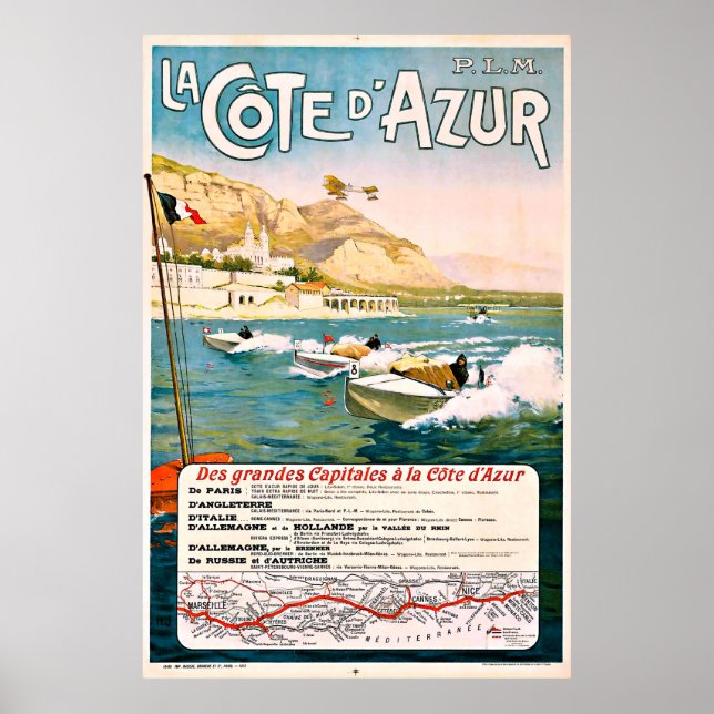 Cote D'Azur, Côte d'Azur, Schifffahrt, Frankreich Poster (Vorne)