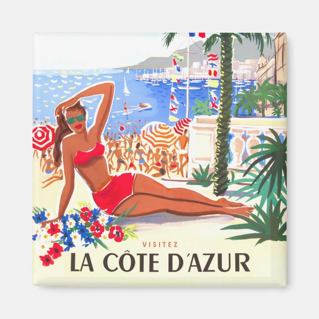 Cote D'Azur France vintage travel Magnet (Vorne)