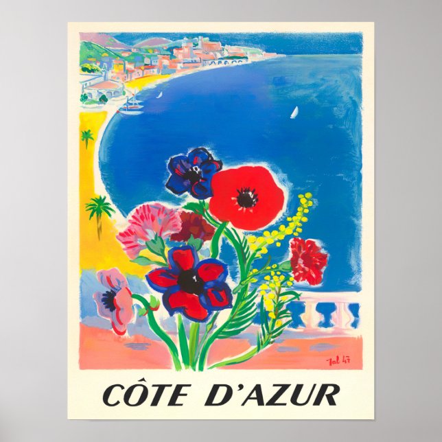 Cote D'Azur France vintage travel Poster (Vorne)