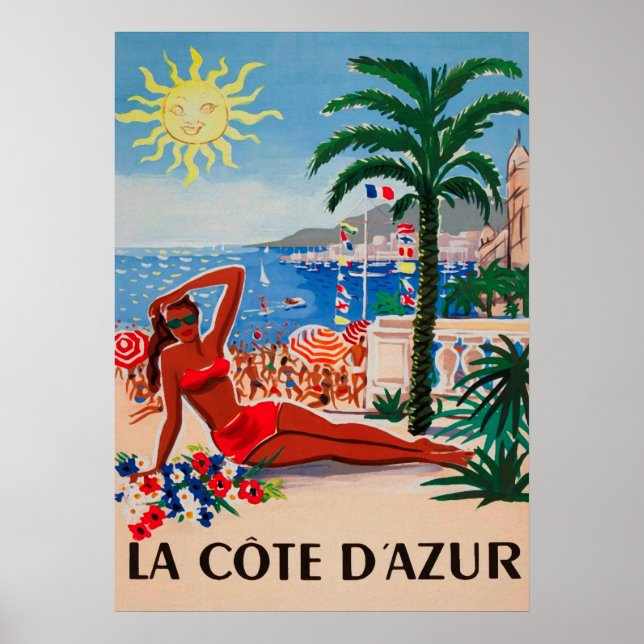 Cote d'Azur France Vintage Travel Poster (Vorne)