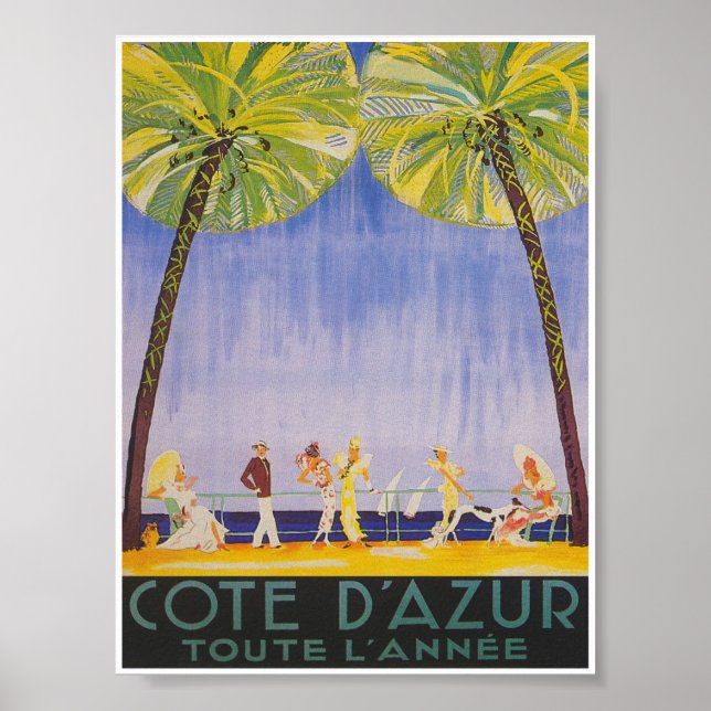Cote d'Azur France Vintage Travel Poster (Vorne)