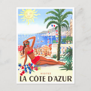 Côte d'Azur Frankreich Vintage-Reise Postkarte