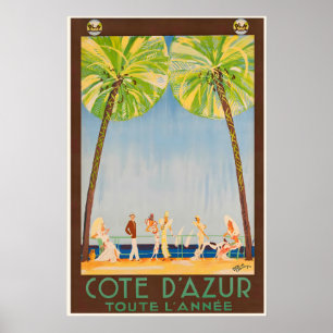 Côte d'Azur Frankreich Vintage-Reiseposter Poster