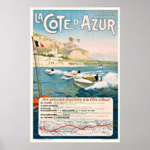 Côte d'Azur Frankreich Vintage-Reiseposter Poster