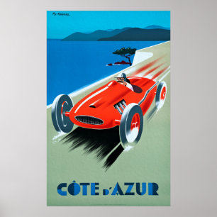 Cote d'Azur, Franzosen Rivera - Vintager laufender Poster
