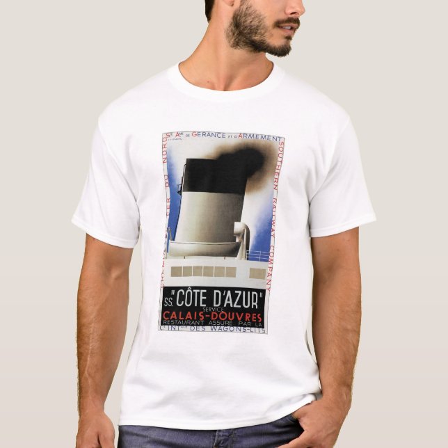 Cote d'Azur Kanal-Fähren-Plakat-T - Shirt (Vorderseite)