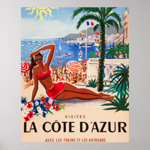 Côte d'Azur Vintage französisches Reiseplakat Poster