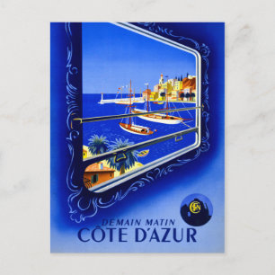 Cote d'Azur Vintage Poster restauriert Postkarte