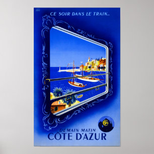 Cote d'Azur Vintages Plakat wieder hergestellt
