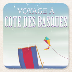 Cote des Basques France - Reiseplakat Rechteckiger Pappuntersetzer