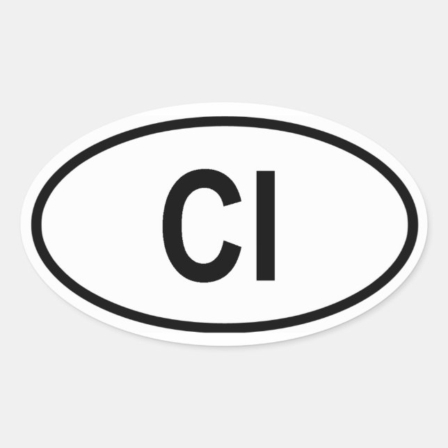 Côte d'Ivoire "CI" Ovaler Aufkleber (Vorderseite)