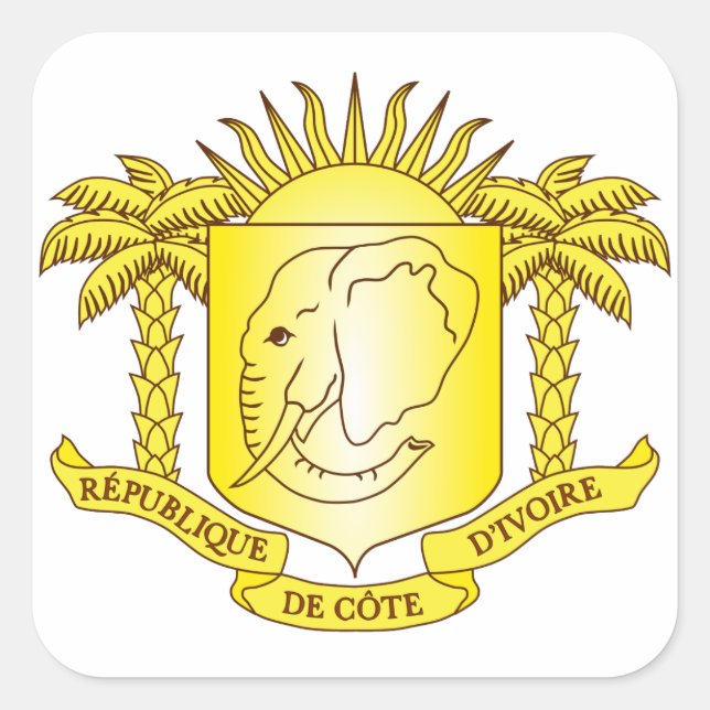 Côte d'ivoire-Emblem Quadratischer Aufkleber (Vorderseite)