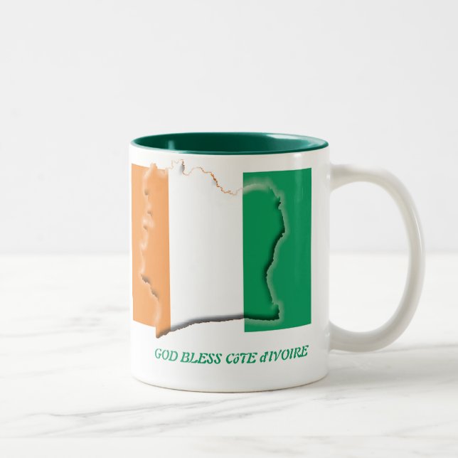 COTE D'IVOIRE FLAG Scripture Zweifarbige Tasse (Rechts)