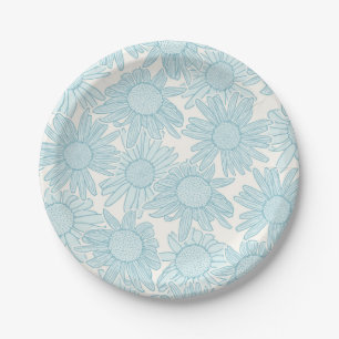 Cotgcore Light Blue Daisy Blume Pappteller