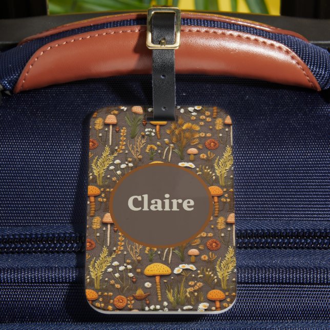 Cotgecore Pilzstickerei Personalisiert Gepäckanhänger (Vorderseite Insitu 2)