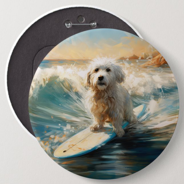 Coton De Tulear Beach Surfmalerei Button (Vorne & Hinten)