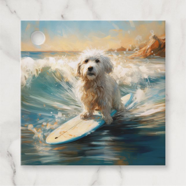 Coton De Tulear Beach Surfmalerei Geschenkanhänger (Vorderseite)