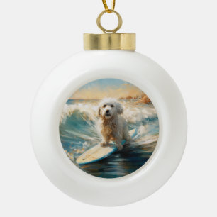 Coton De Tulear Beach Surfmalerei Keramik Kugel-Ornament