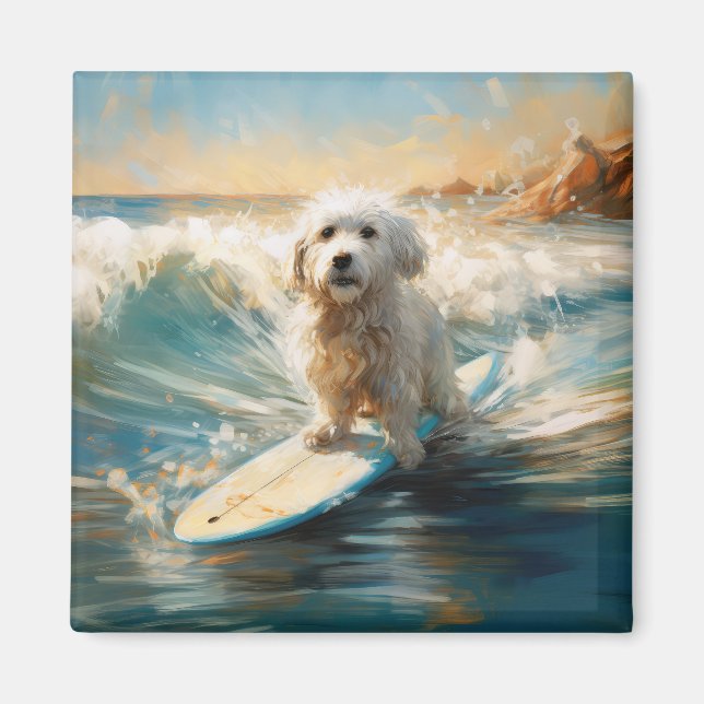 Coton De Tulear Beach Surfmalerei Magnet (Vorne)