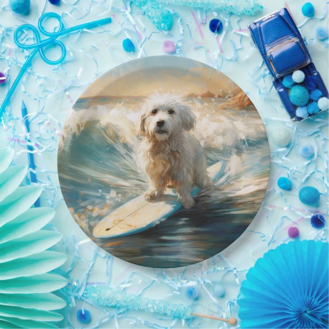 Coton De Tulear Beach Surfmalerei Pappteller (Party)