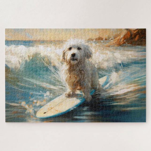 Coton De Tulear Beach Surfmalerei Puzzle (Horizontal)