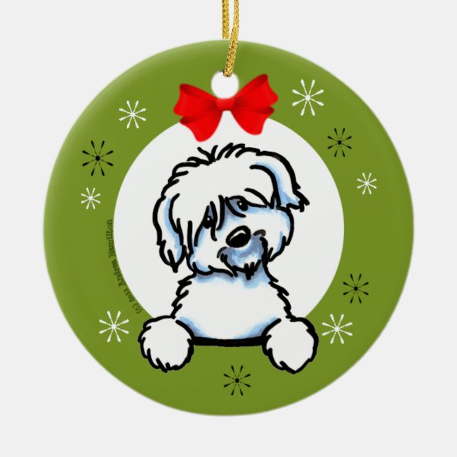 Coton de Tulear Christmas Classic Keramikornament (Vorne)