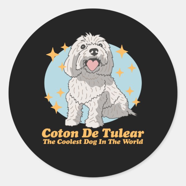 Coton de Tulear Cooler Hund | Coton de Tulears Runder Aufkleber (Vorderseite)