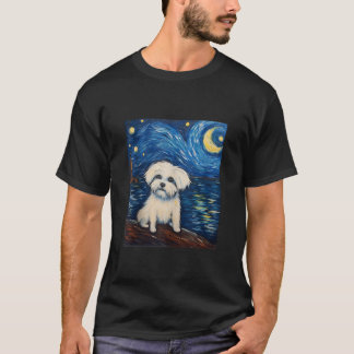 Coton de Tulear Dog Funny Artistic Van Gogh Dog Mo T-Shirt