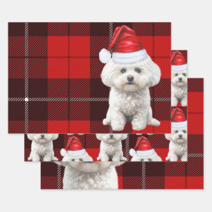 Coton de Tulear Dog Holiday Red Kariert Weihnachte Geschenkpapier Set