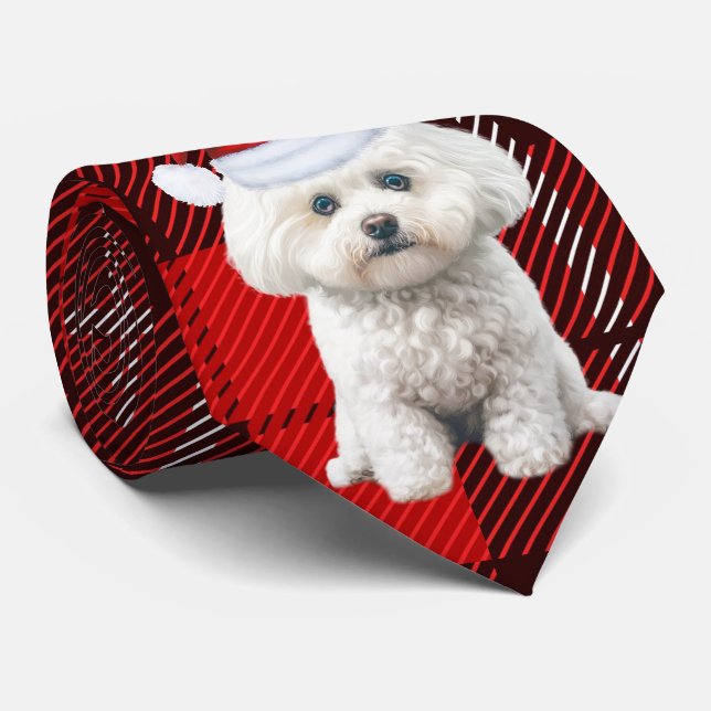 Coton de Tulear Dog Holiday Red Kariert Weihnachte Krawatte (Gerollt)