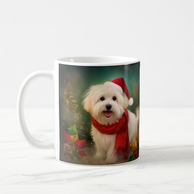 Coton De Tulear Dog in Schnee Weihnachten Kaffeetasse (Links)