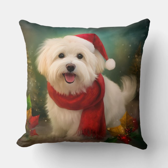 Coton De Tulear Dog in Schnee Weihnachten Kissen (Vorderseite)