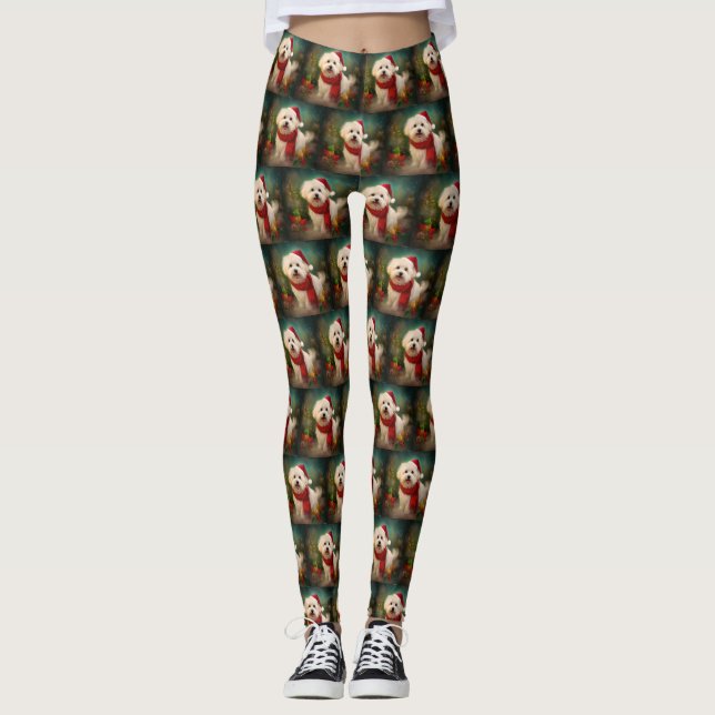 Coton De Tulear Dog in Schnee Weihnachten Leggings (Vorderseite)